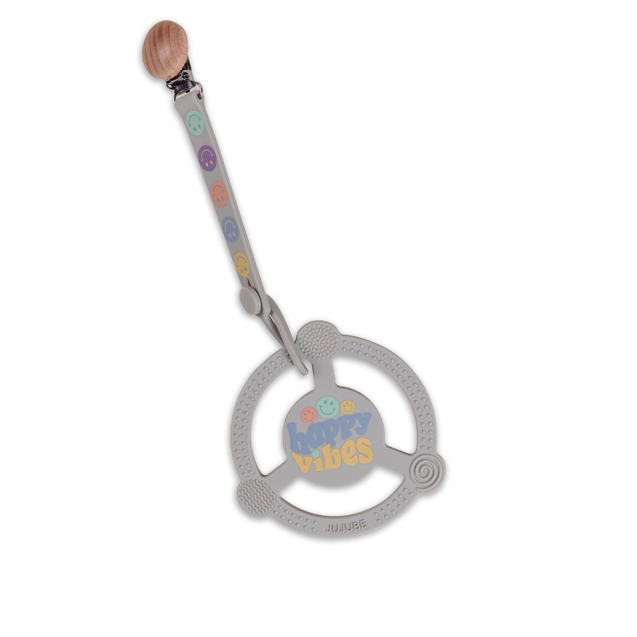 JuJuBe - Silicone Teether Ring with Detachable Clip Happy Baby Vibes