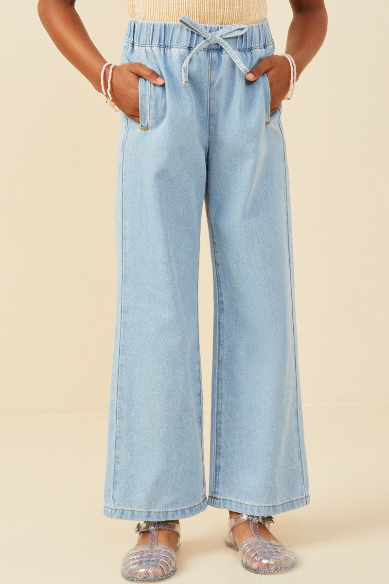 Hayden Girls - Wide Leg Drawstring Waist Pant - Denim