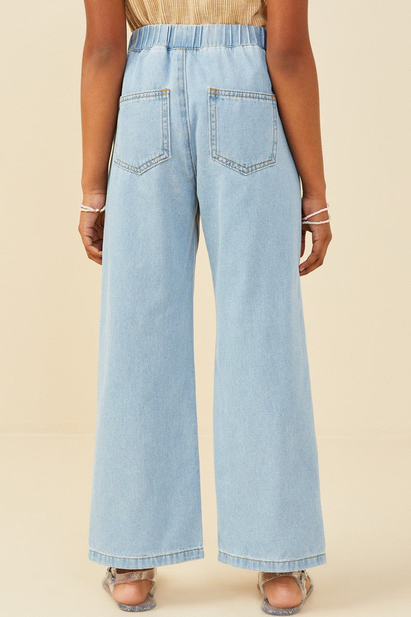 Hayden Girls - Wide Leg Drawstring Waist Pant - Denim
