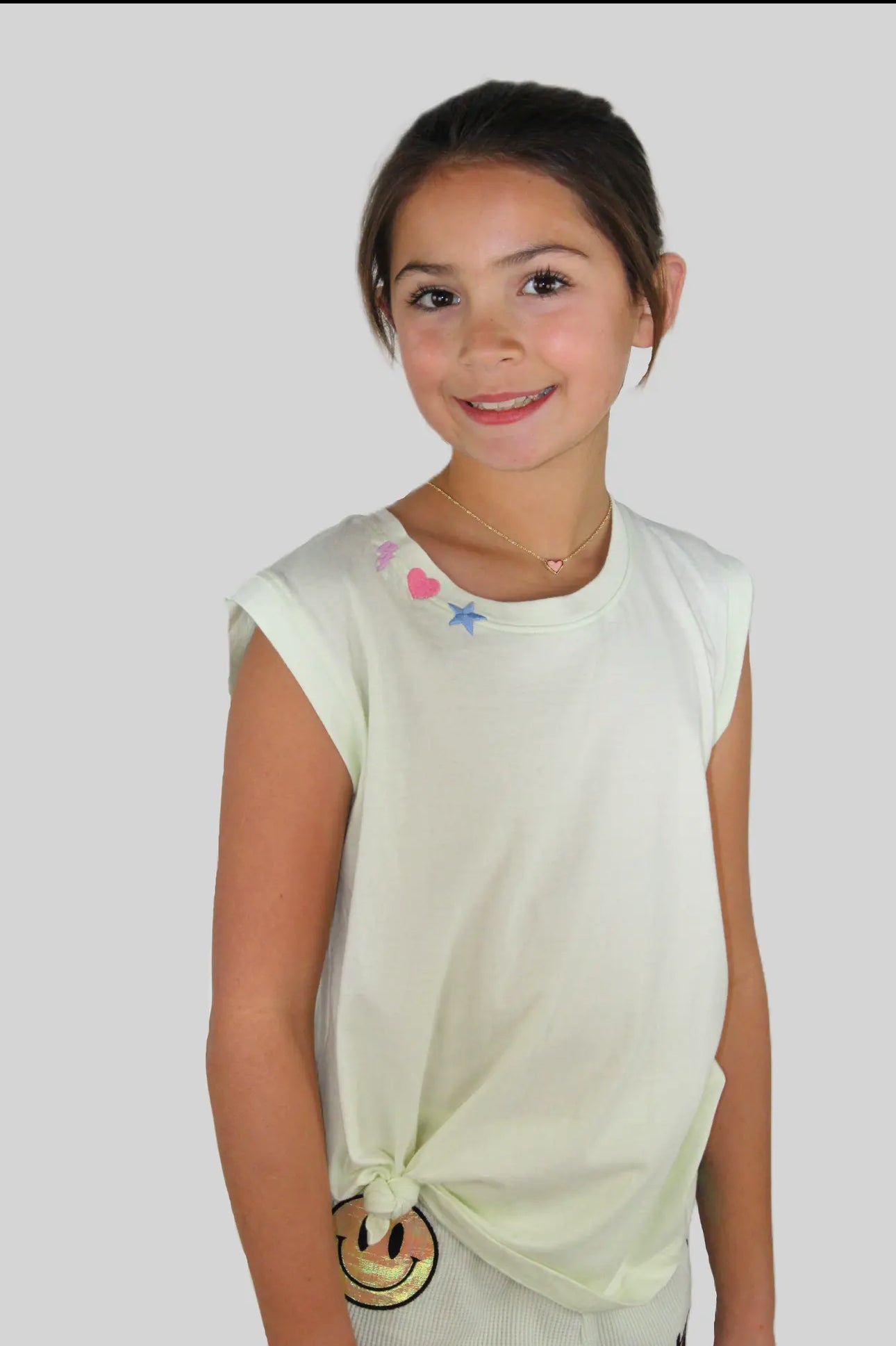 Paper Flower - Knotted Happy Face Donut Tank *FINAL SALE*