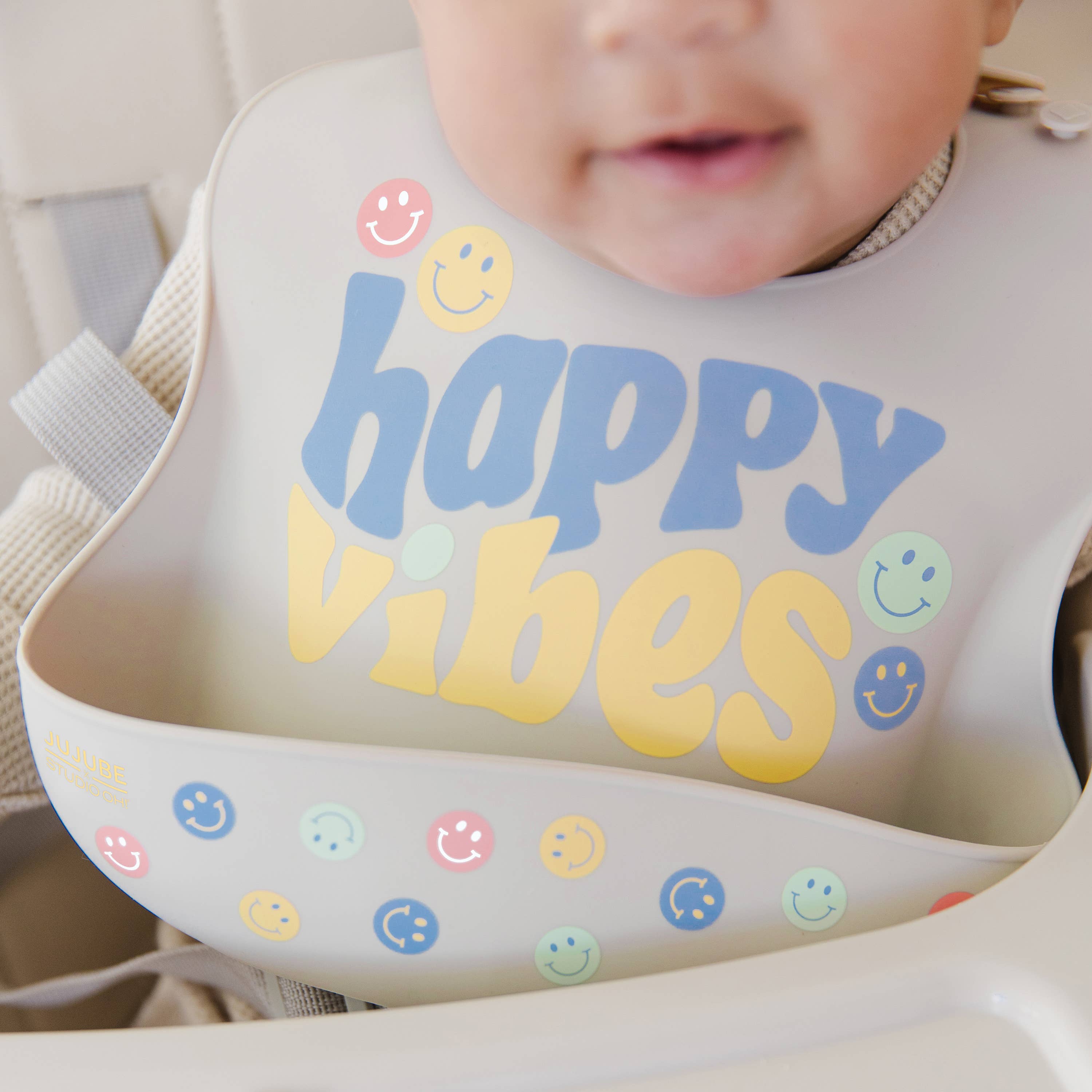 JuJuBe - Silicone Bib Happy Baby Vibes