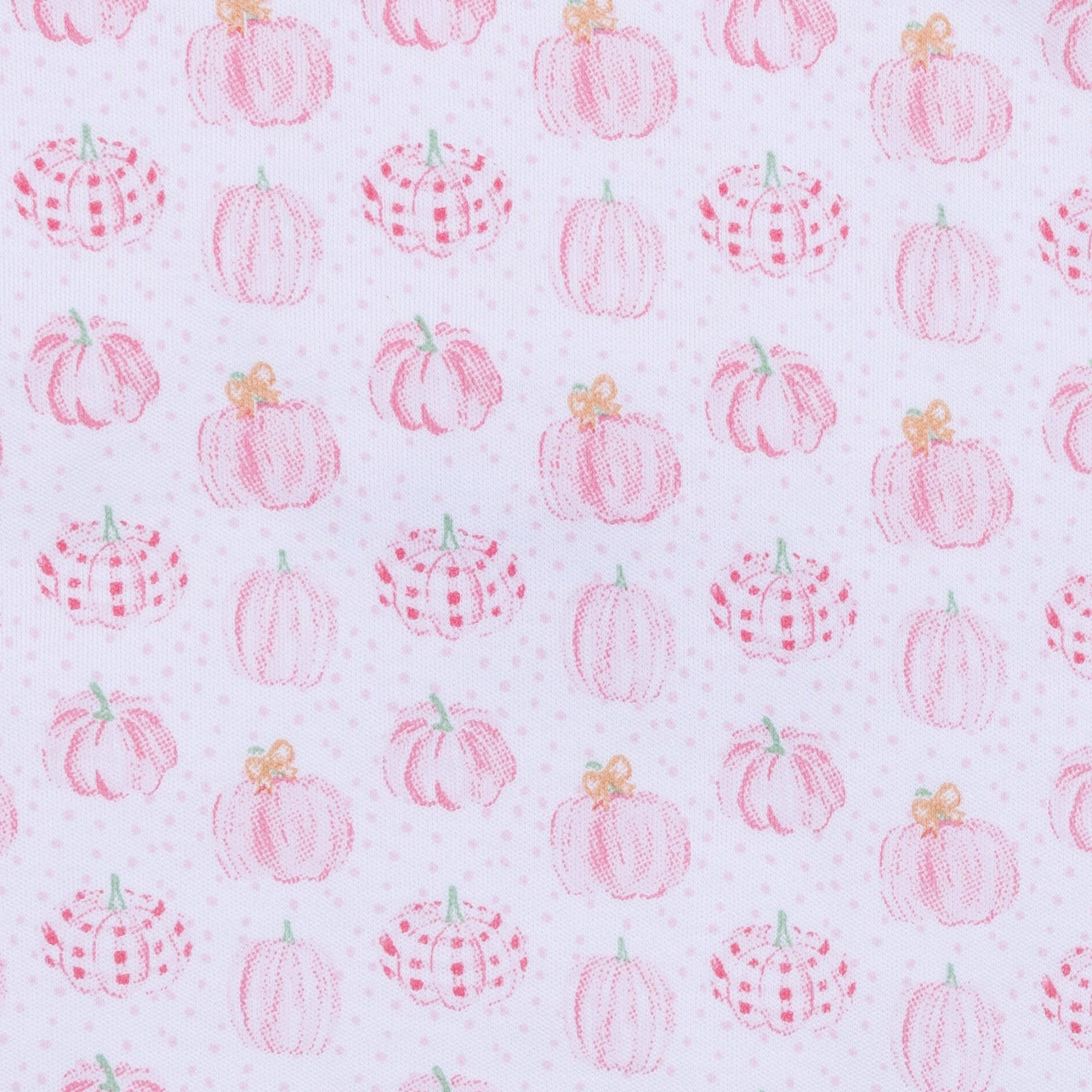 Magnolia Baby - Precious Pumpkins Print Ruffle Footie - Pink