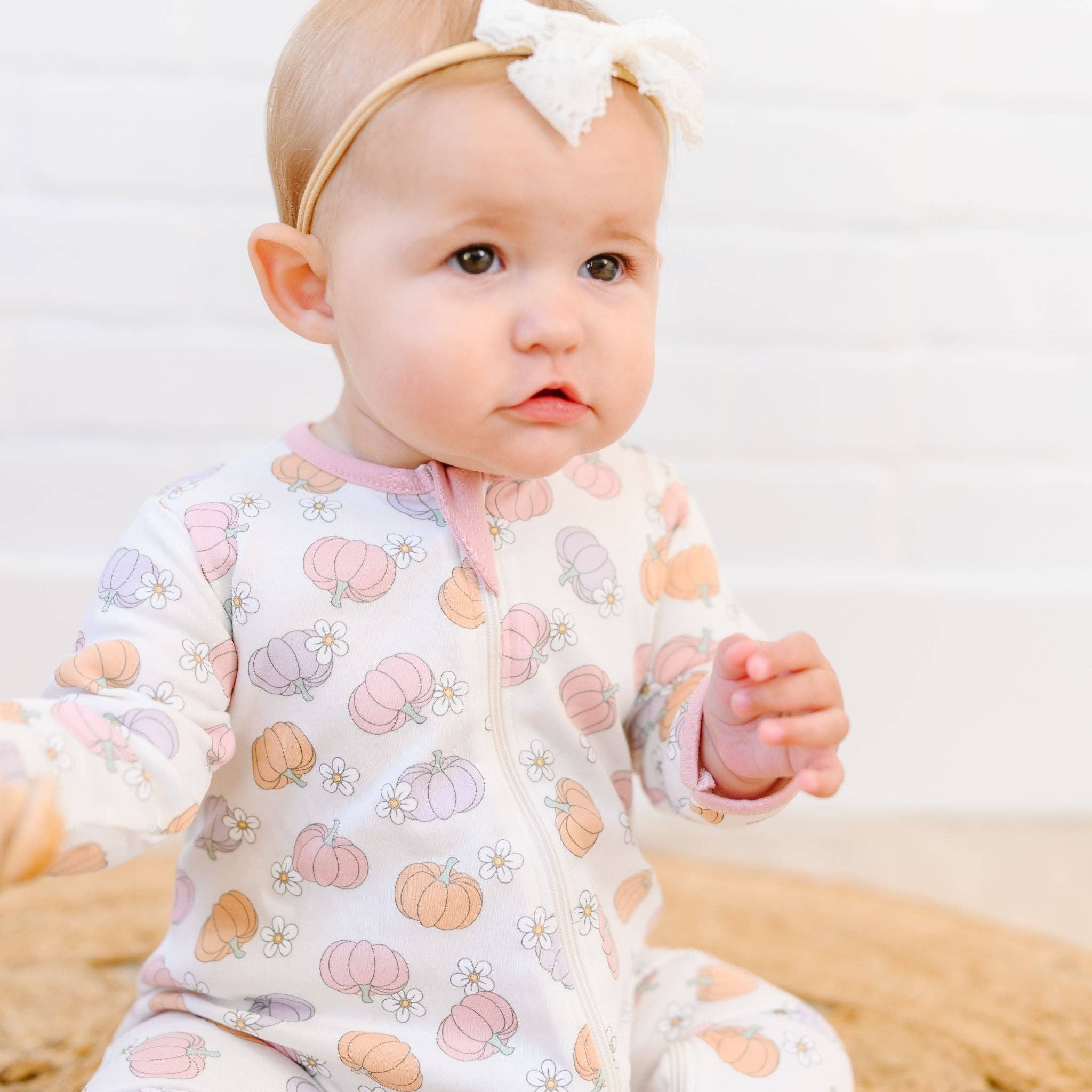 Magnolia Baby - Pumpkin Patch Dreams Zip Footie by Luna and Arlo