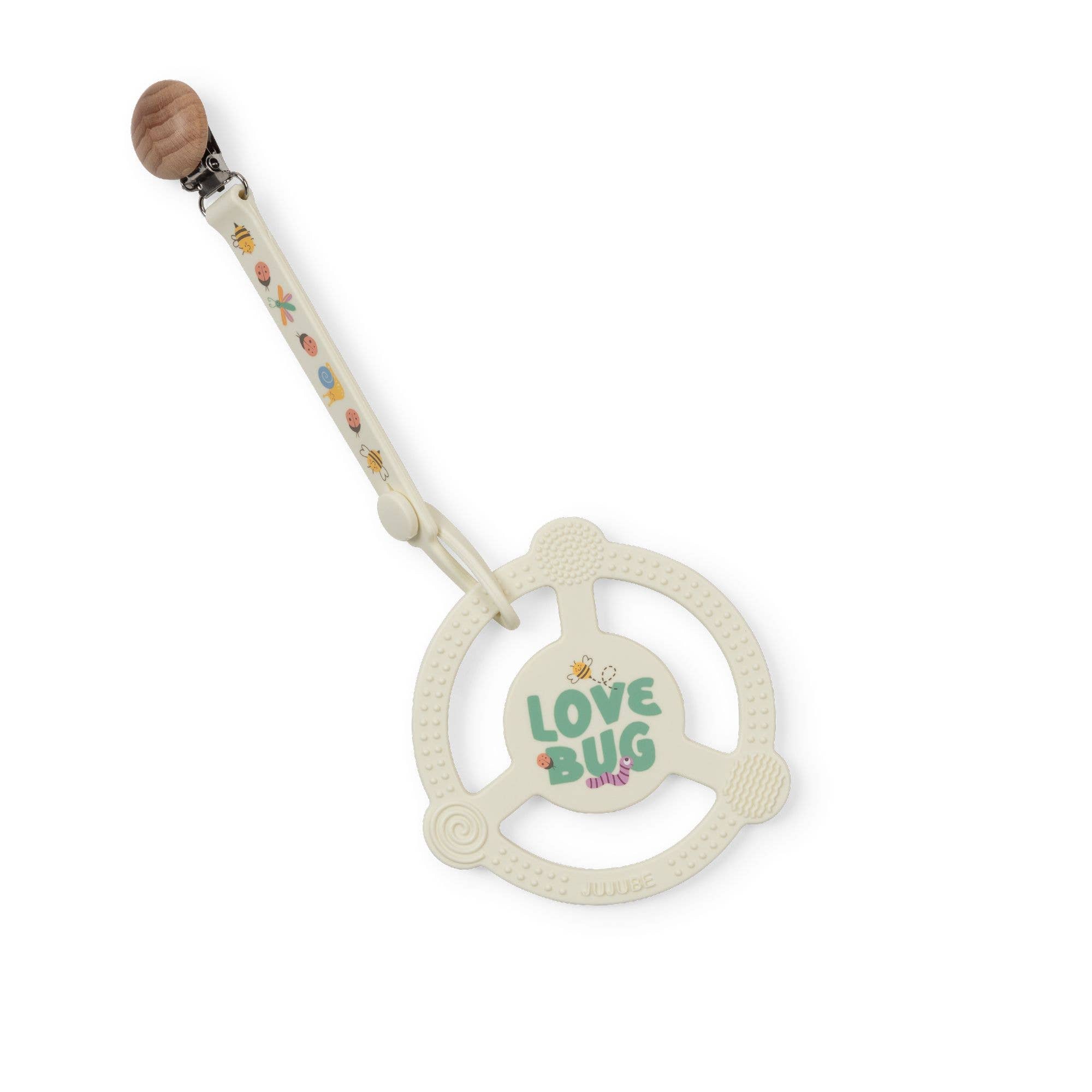 JuJuBe - Silicone Teether Ring with Detachable Clip Love Bug