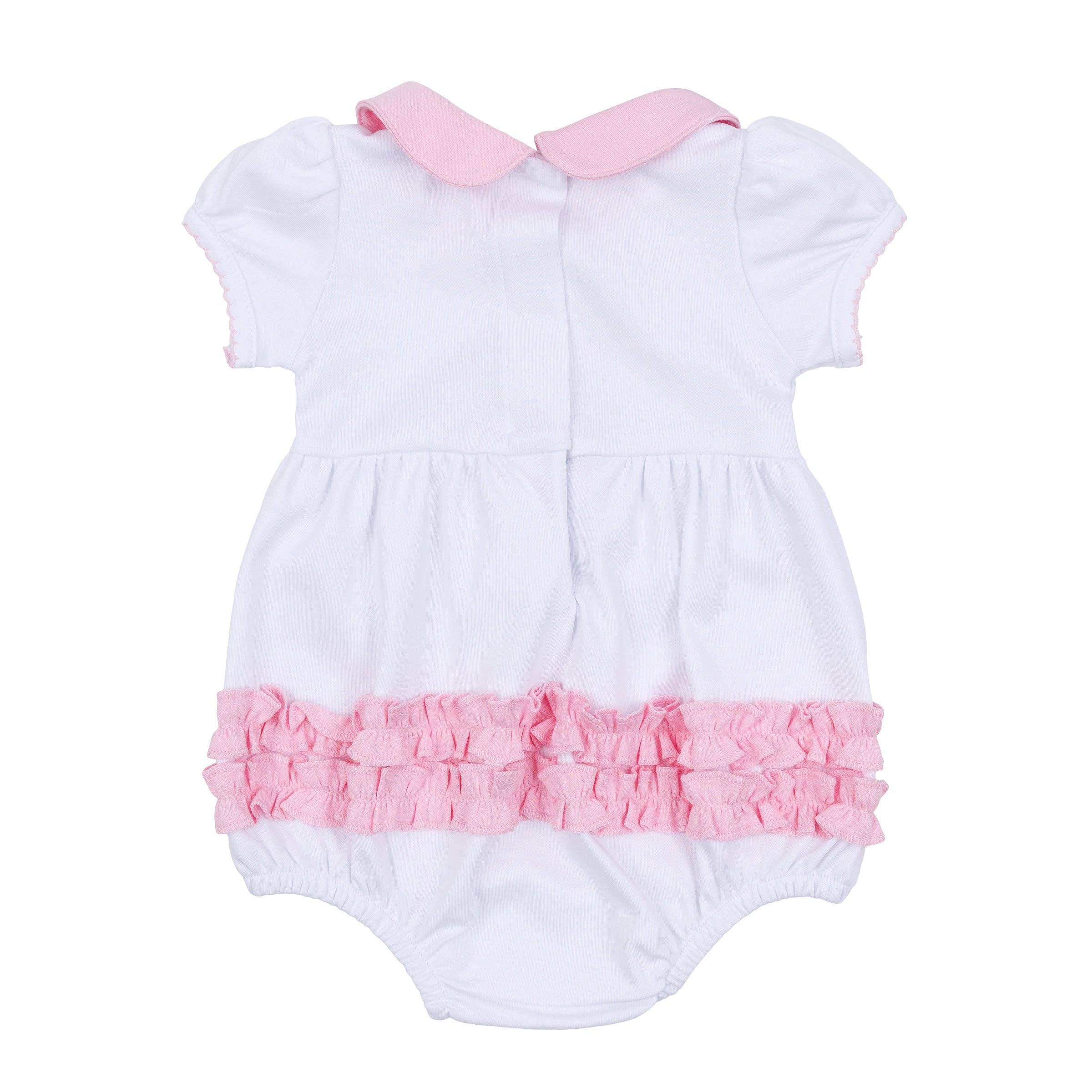 Magnolia Baby - Precious Pumpkins Collared Ruffle Short Sleeve Bubble - Pink