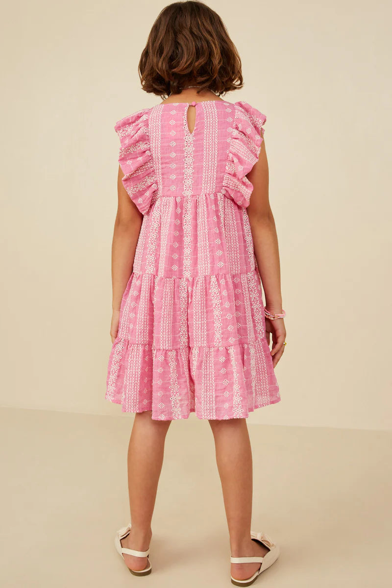 Hayden Girls - Girls Embroidered Ruffled Sleeveless Dress - Pink