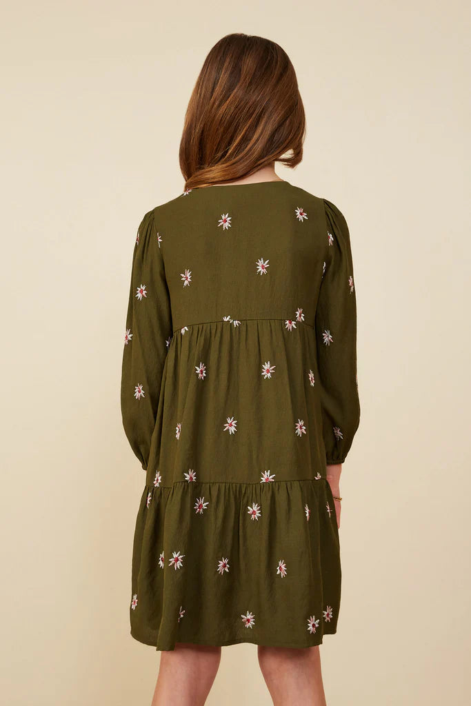 Hayden Girls - Embroidered Ditsy Floral Buttoned Dress