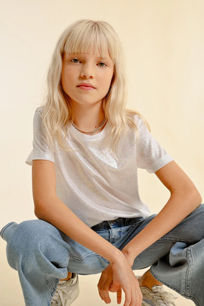 Molly Bracken - Girls Iridescent Tee - White