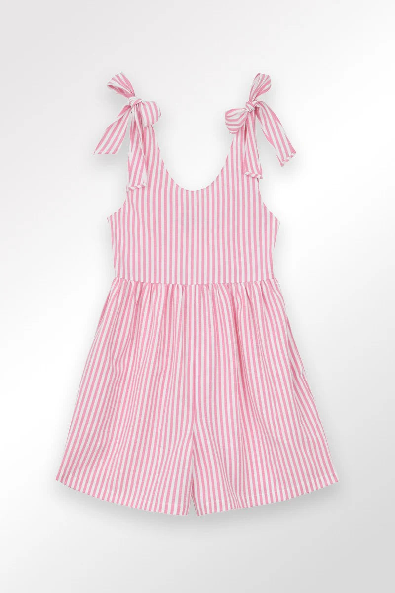 Molly Bracken - Girls Striped Short Jumpsuit - Pink