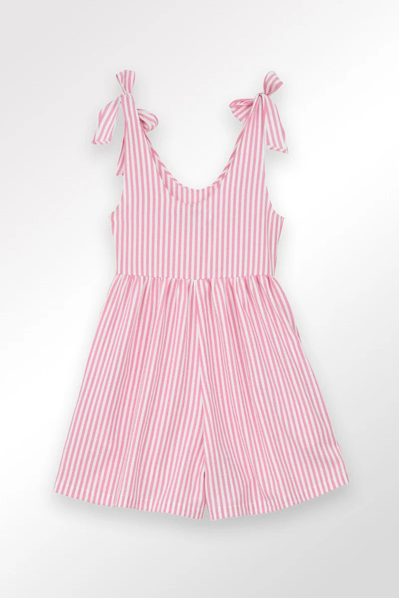 Molly Bracken - Girls Striped Short Jumpsuit - Pink