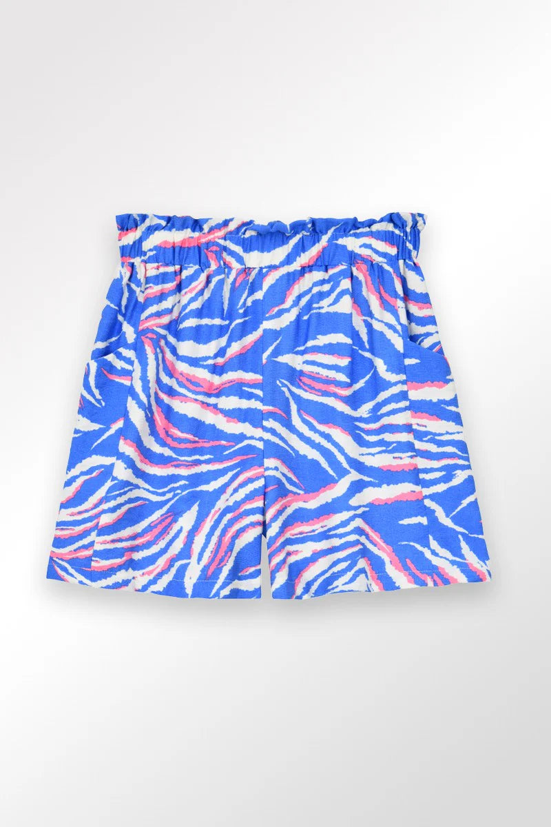 Molly Bracken - Girls Paperbag Shorts - Blue Luna