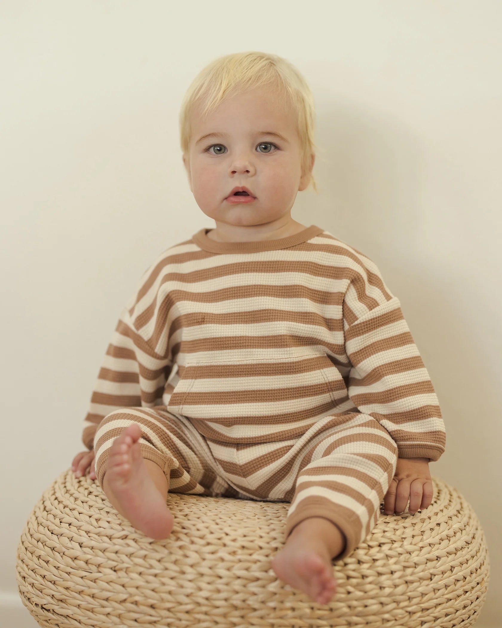 Quincy Mae - Waffle Slouch Set - Harvest Stripe