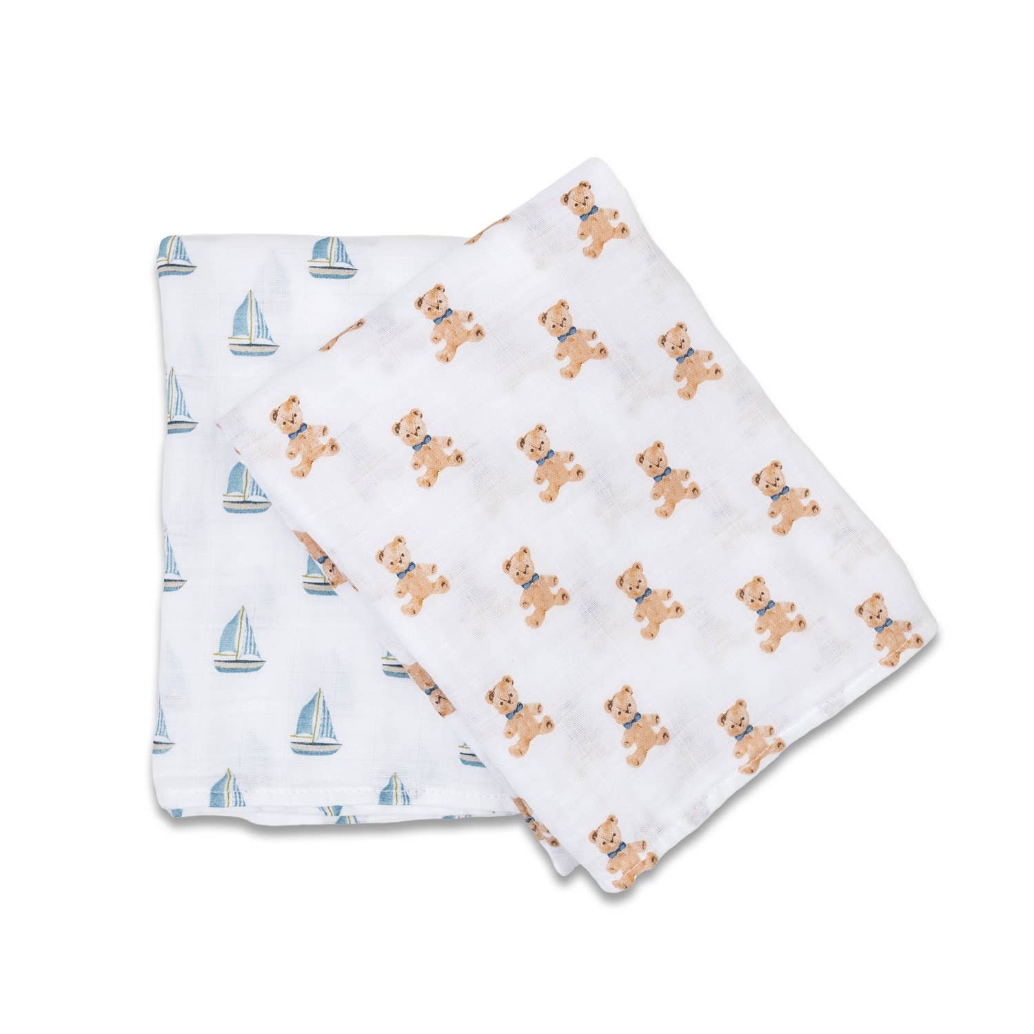 Mary Meyer - Lulujo Cotton Swaddles - Vintage Teddy Bears & Sailboats 2PK