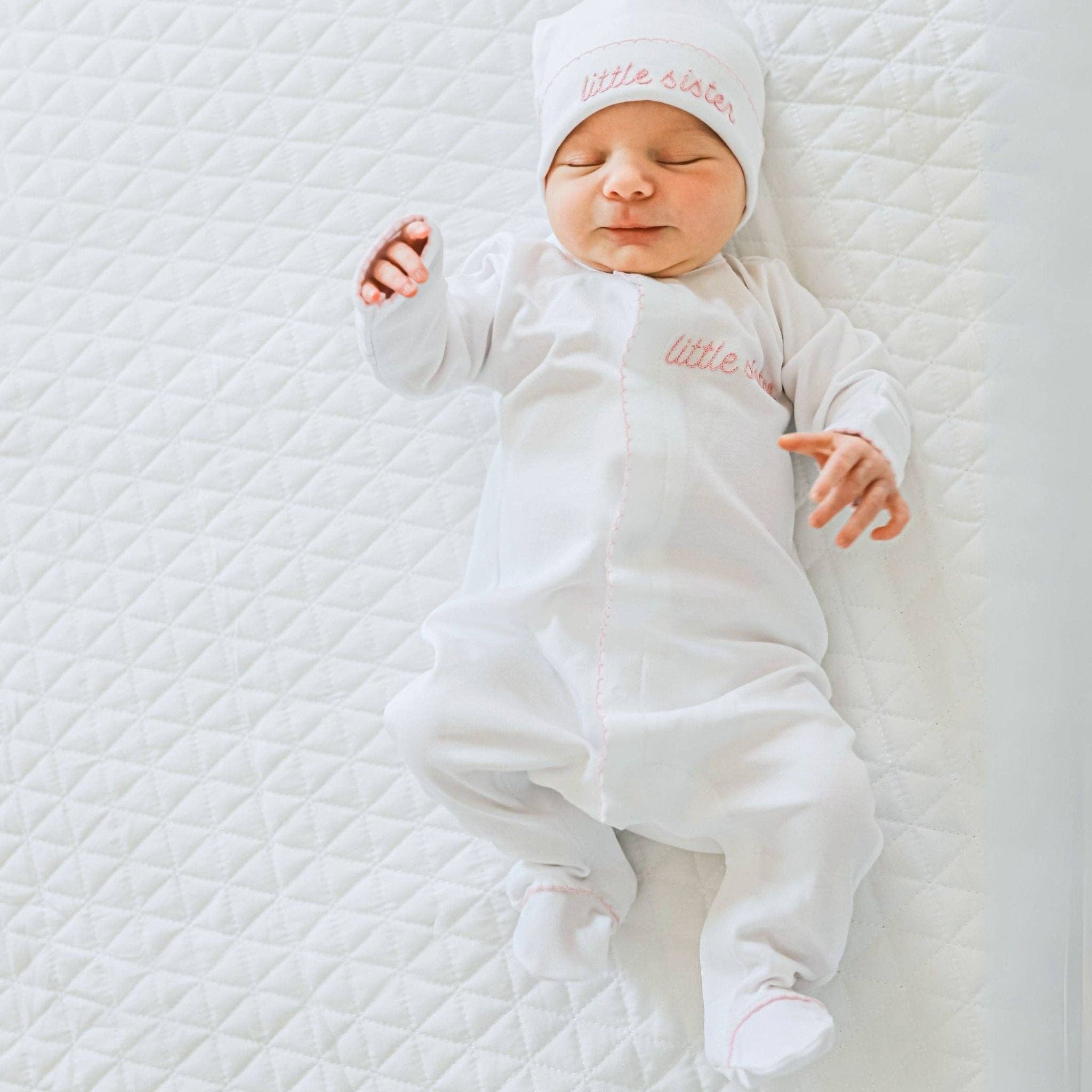 Magnolia Baby - Little Sister Embroidered Footie