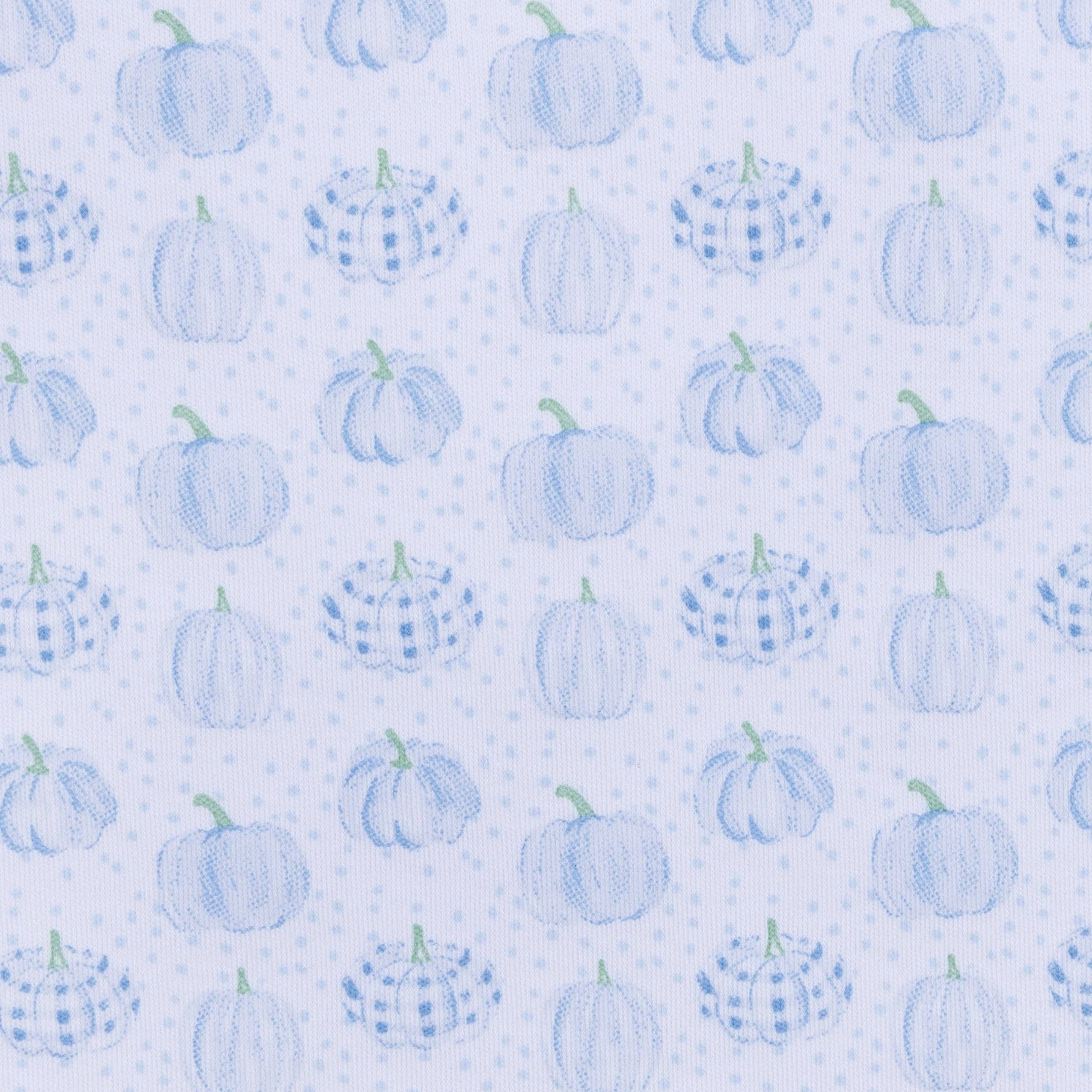 Magnolia Baby - Precious Pumpkins Print Zip Footie - Light Blue