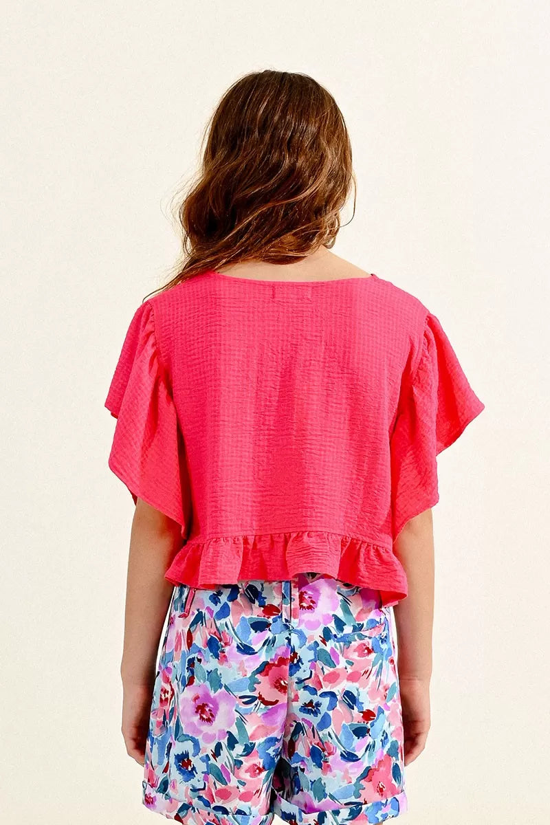 Molly Bracken - Girls Woven Top - Fushia *FINAL SALE*