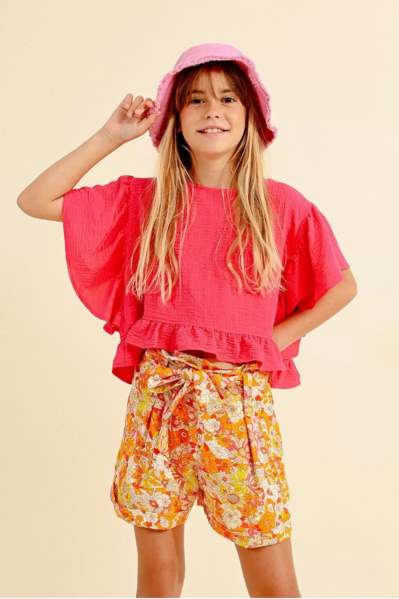 Molly Bracken - Girls Woven Top - Fushia *FINAL SALE*