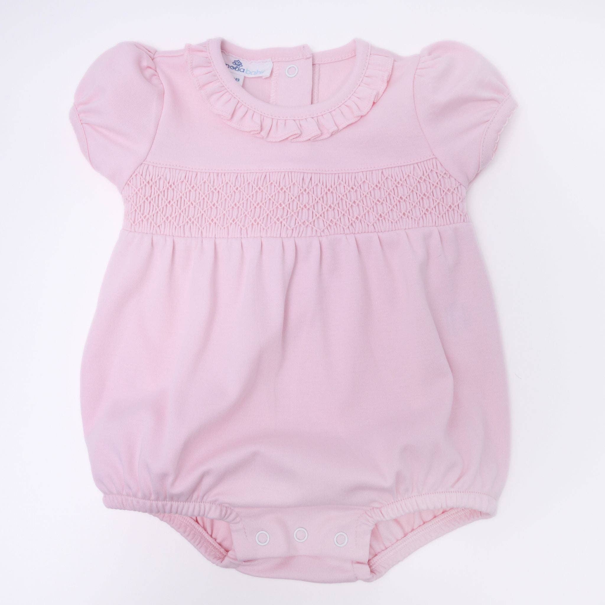 Magnolia Baby - Essentials Solid Smocked Bubble - Pink