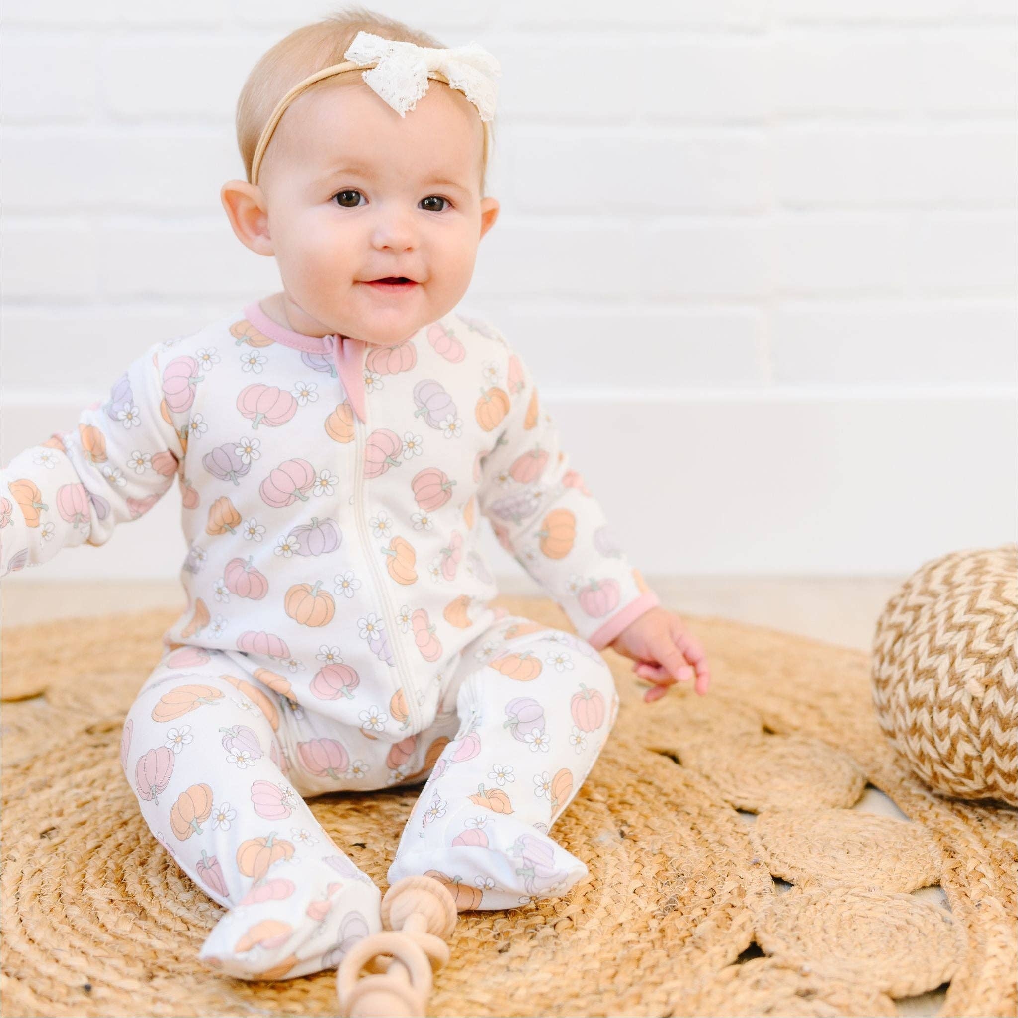 Magnolia Baby - Pumpkin Patch Dreams Zip Footie by Luna and Arlo