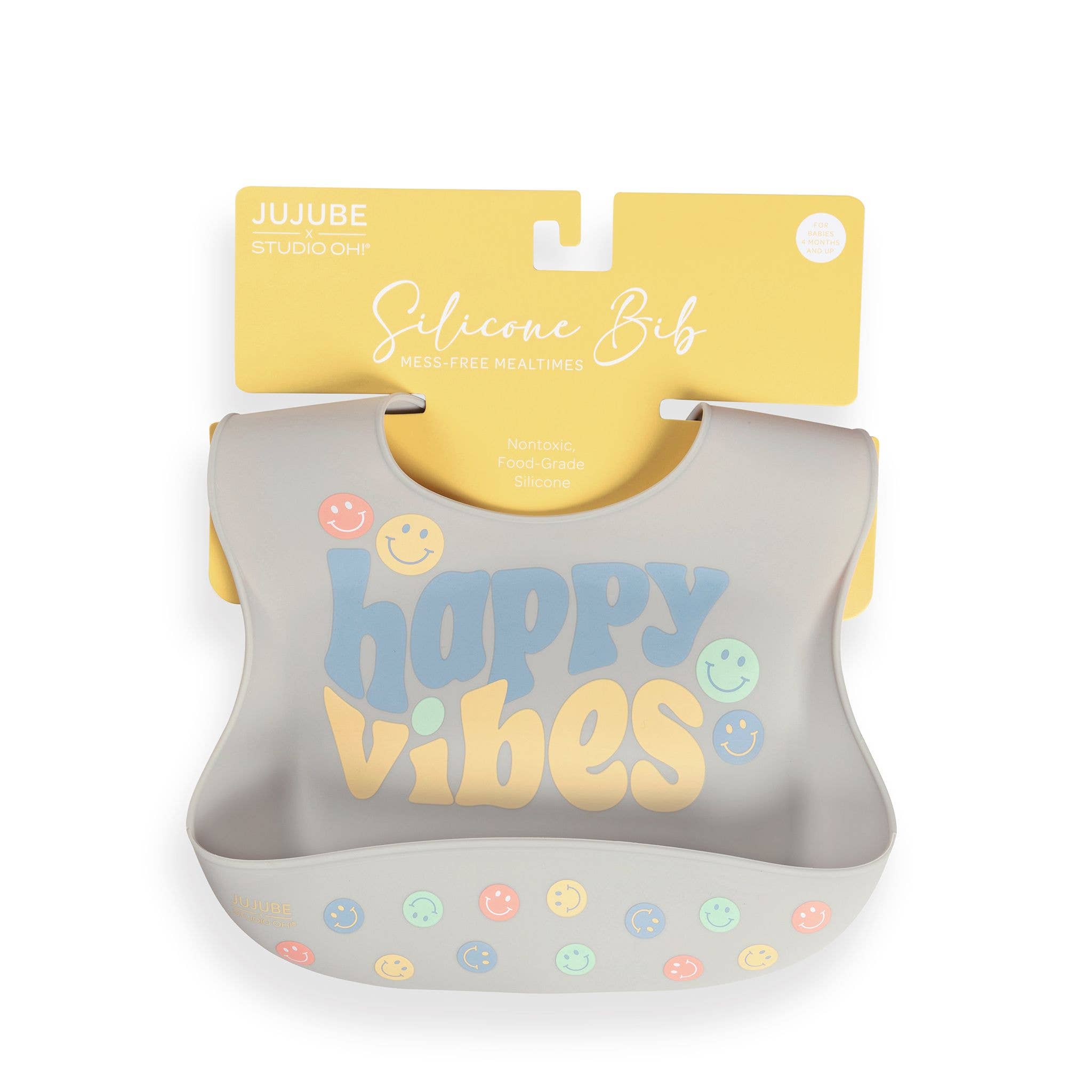 JuJuBe - Silicone Bib Happy Baby Vibes