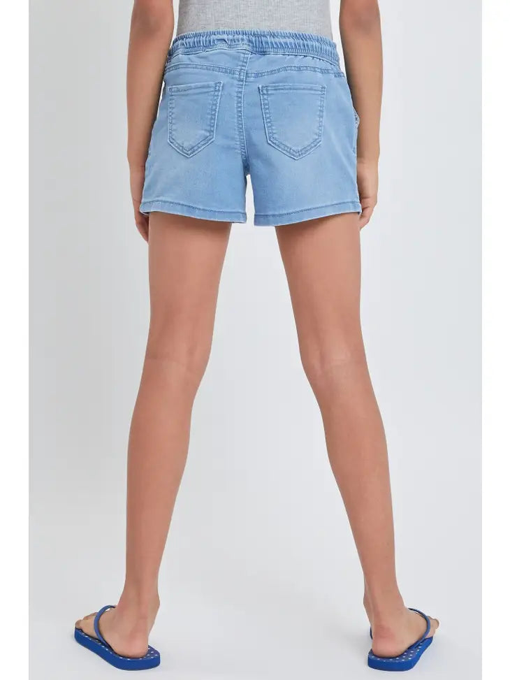 YMI - Fashion Drawstring Jogger Shorts - Light Wash *FINAL SALE*