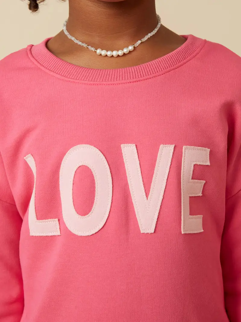 Hayden Girls - Love Patched French Terry Sweatshirt - Pink
