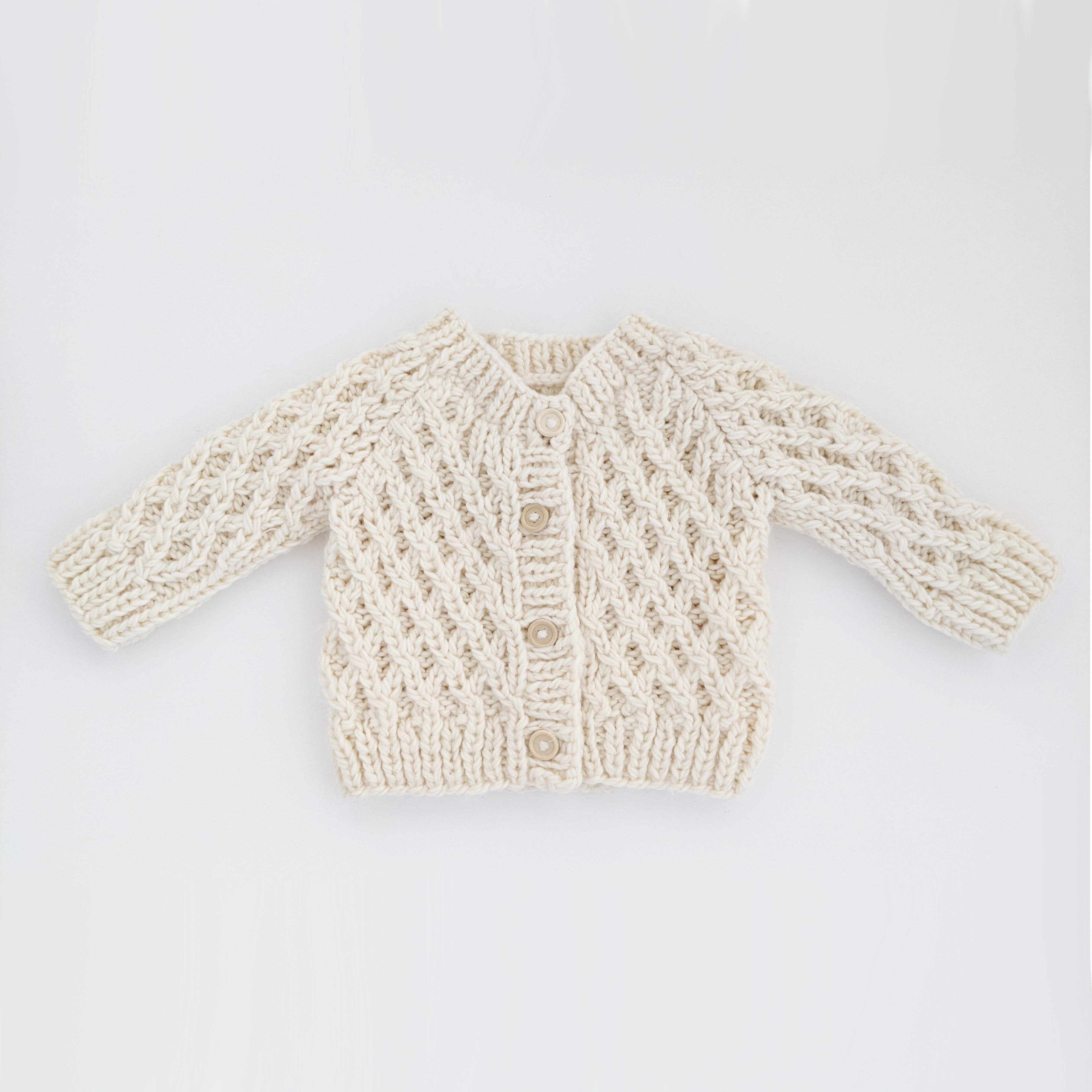Huggalugs - Waffle Cardigan Sweater Natural