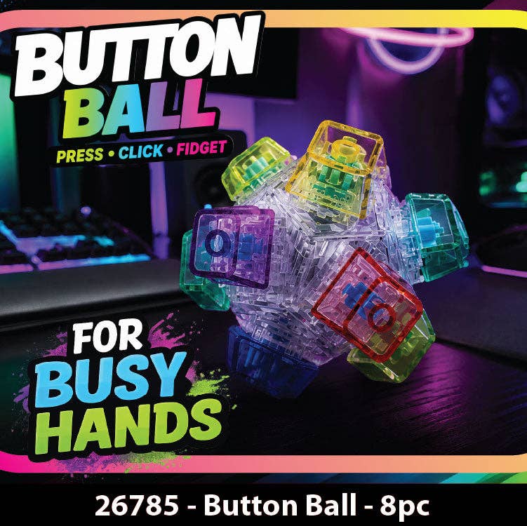 Fidget Button Ball Silicone Sensory Stress Toy -