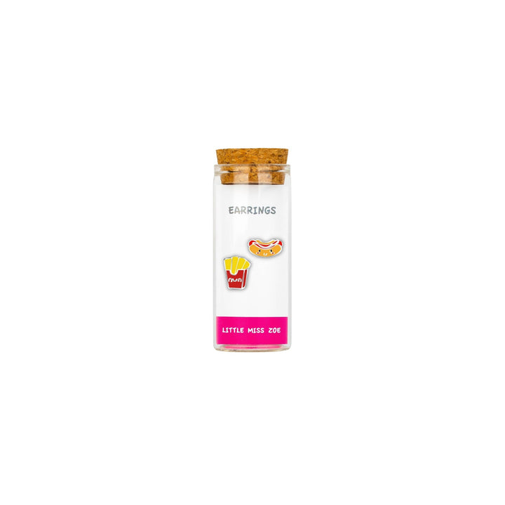 Little Miss Zoe - Stud Kids Earrings in a Bottle: Colorful Smiley Pink