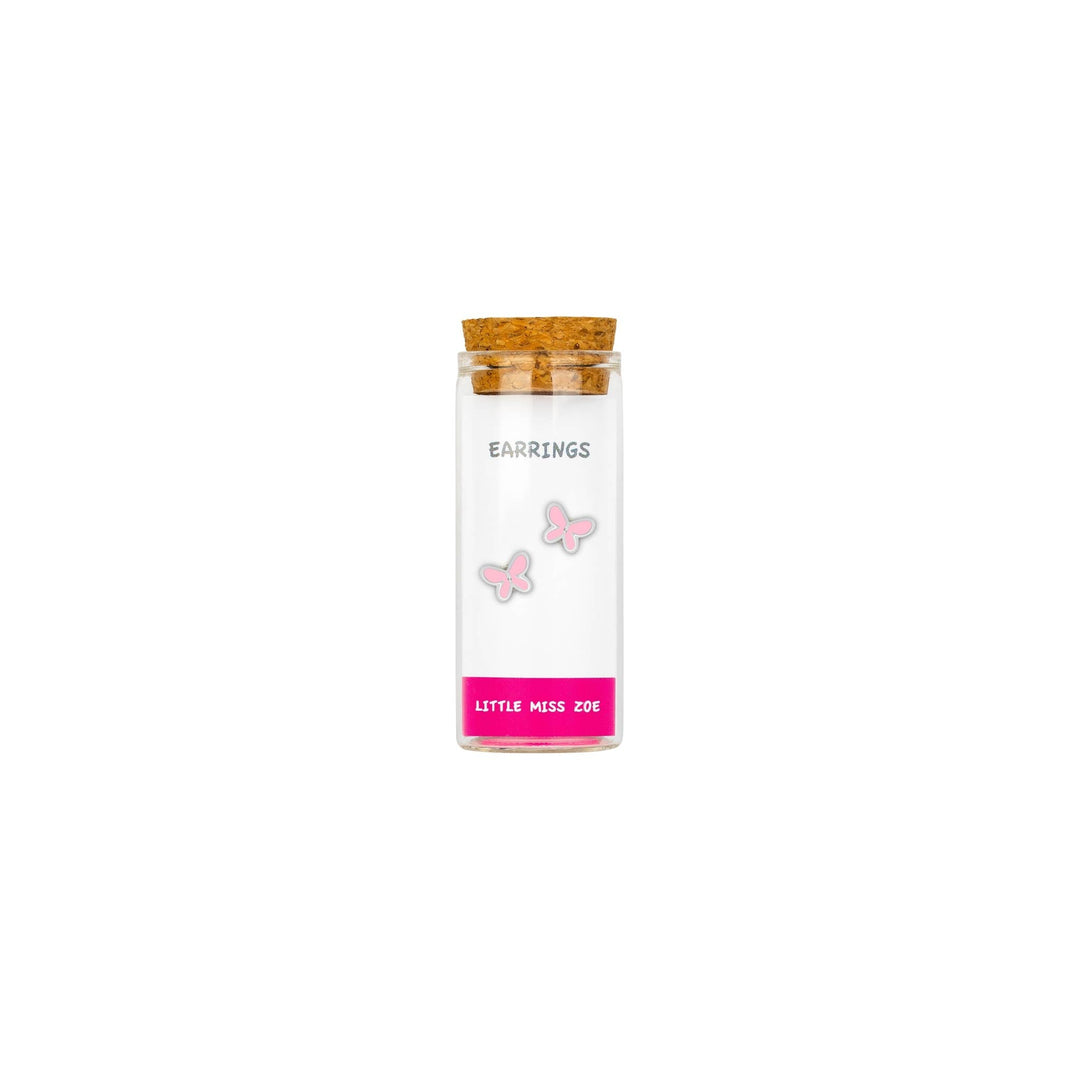 Little Miss Zoe - Stud Kids Earrings in a Bottle: Colorful Smiley Pink