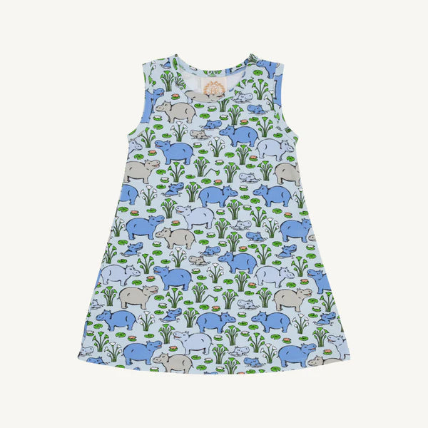 The Beaufort Bonnet Company - Sleeveless Polly Play Dress - Bal Harbour Hippo - Beale Street Blue