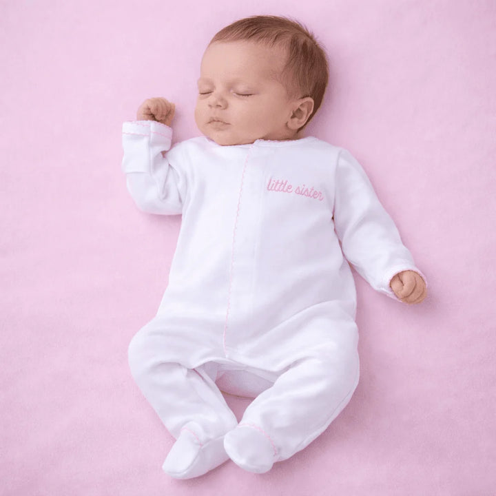 Magnolia Baby - Little Sister Embroidered Footie