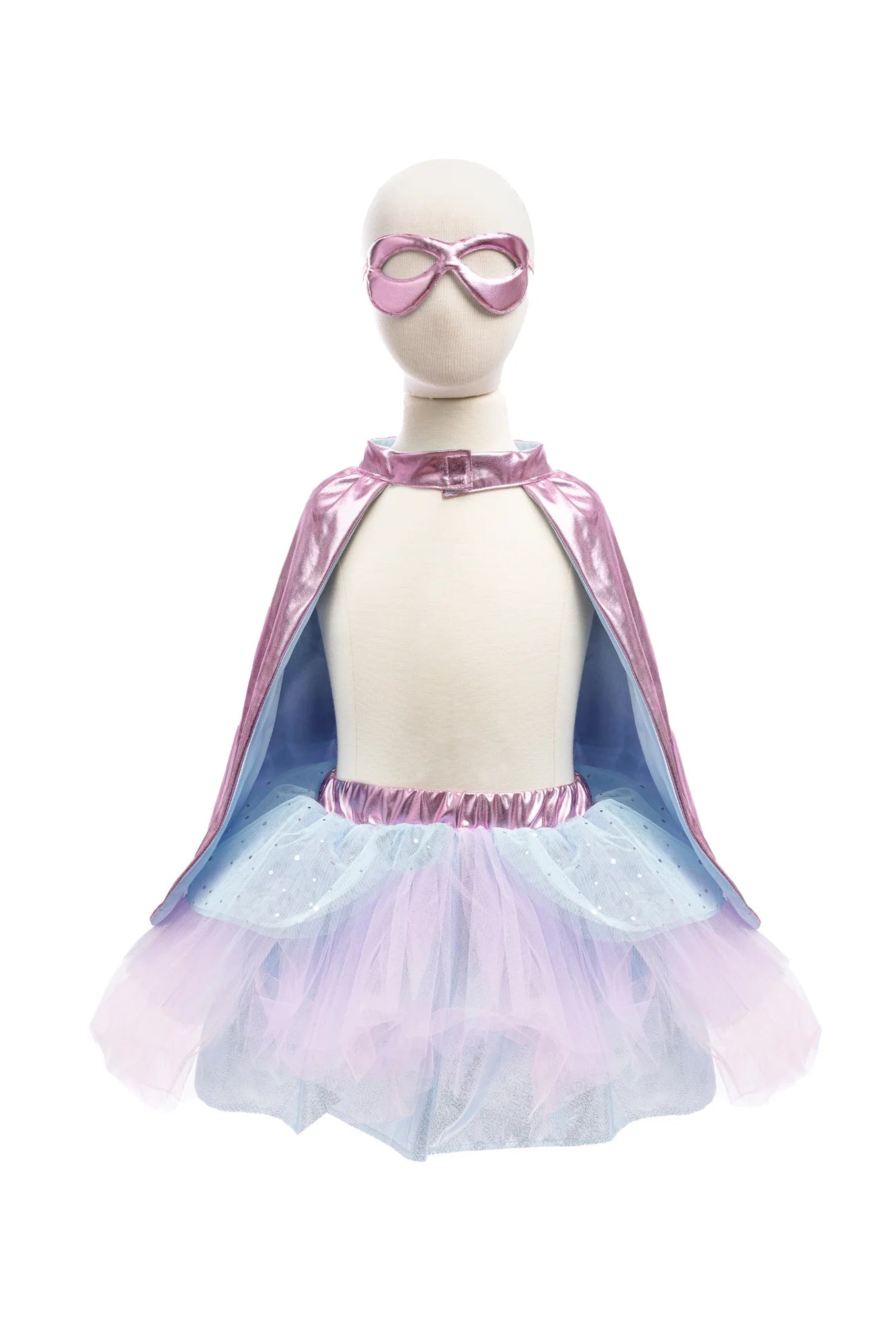 Great Pretenders - Super Duper Tutu Cape & Mask - Metallic Pink & Light Blue