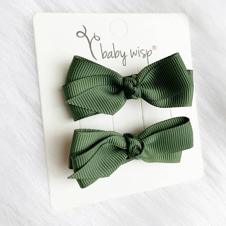Baby Wisp - Aiyanna Ribbon Boutique 2Bows Knotted center Alligator Clips