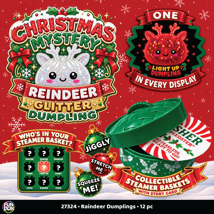 Novelty Brands - Fun Doh Christmas Mystery Reindeer Dumpling Squishy Toy