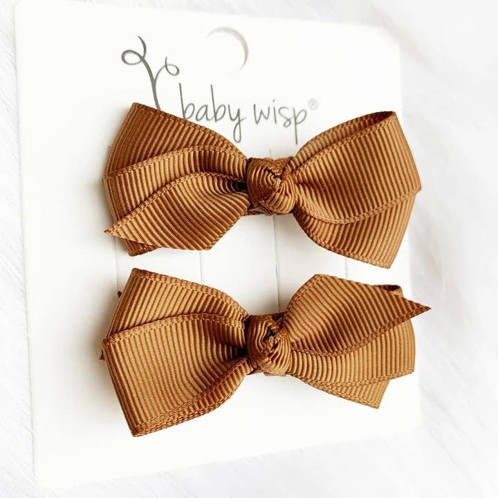 Baby Wisp - Aiyanna Ribbon Boutique 2Bows Knotted center Alligator Clips