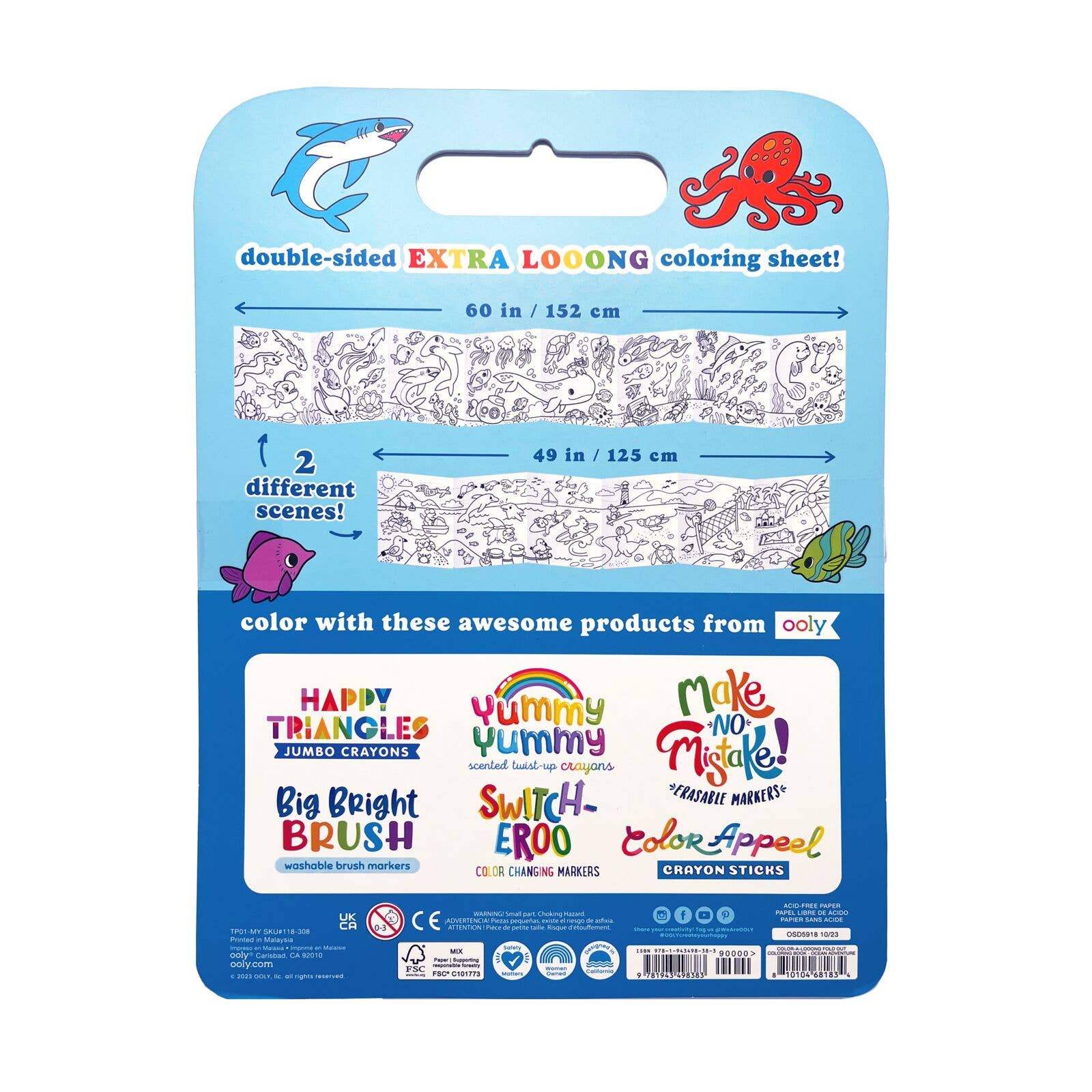 OOLY - Color-A-Loong 5' Fold Out Coloring Book - Ocean Adventure