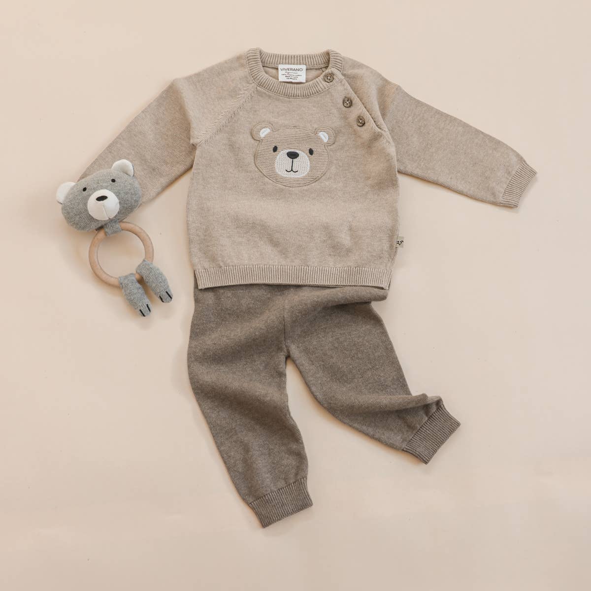 Viverano Organics - Teddy Bear Applique Baby Raglan Pullover (Organic Cotton)