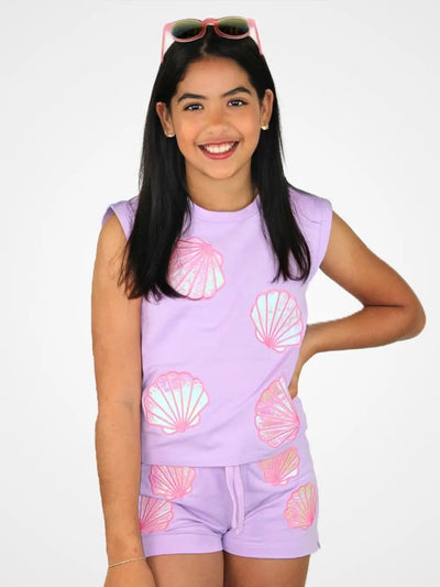 Paper Flower - Seashells Applique Tank Top - Orchid Bloom *FINAL SALE*