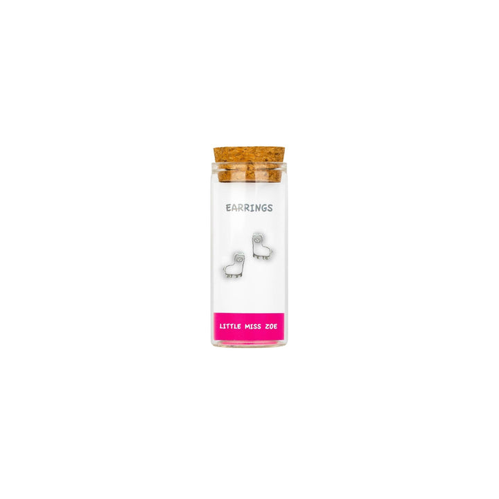 Little Miss Zoe - Stud Kids Earrings in a Bottle: Colorful Smiley Pink