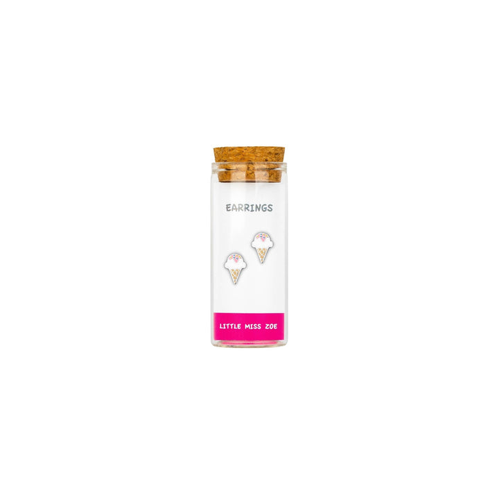 Little Miss Zoe - Stud Kids Earrings in a Bottle: Colorful Smiley Pink