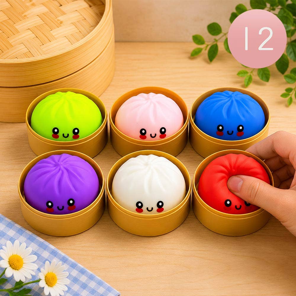 Sensibling Corp. - 12PCS - Rainbow Squishy Mystery Dumpling Stress Relief Squeeze Toy