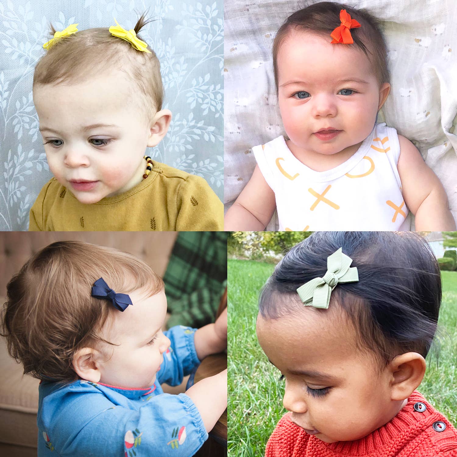 Baby Wisp - 5 Chelsea Boutique Grosgrain Bows on Snap Clips - Enchanted