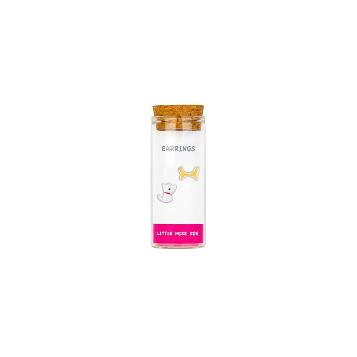 Little Miss Zoe - Stud Kids Earrings in a Bottle: Colorful Smiley Pink