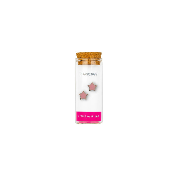 Little Miss Zoe - Stud Kids Earrings in a Bottle: Colorful Smiley Pink