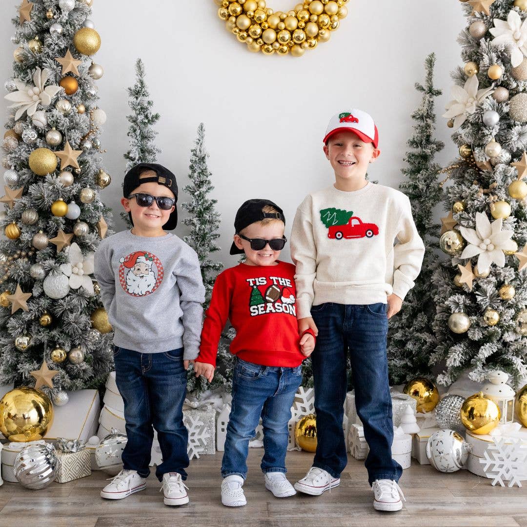 Sweet Wink - Christmas Truck Patch Sweatshirt - Kids Holiday Sweatshirt