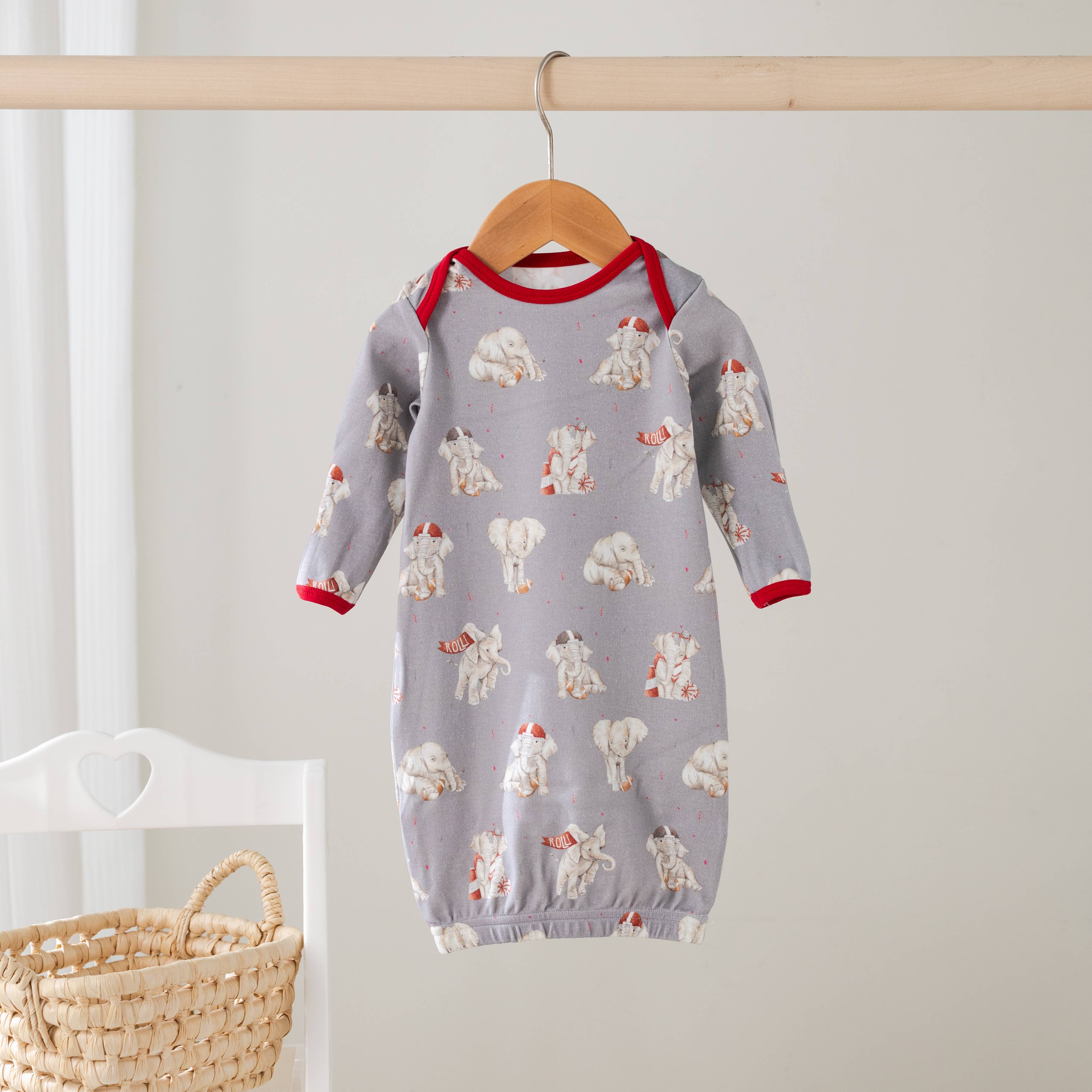 Nola Tawk - MVC: Alabama (Elephants) Organic Cotton Kids Pajamas (Gray)