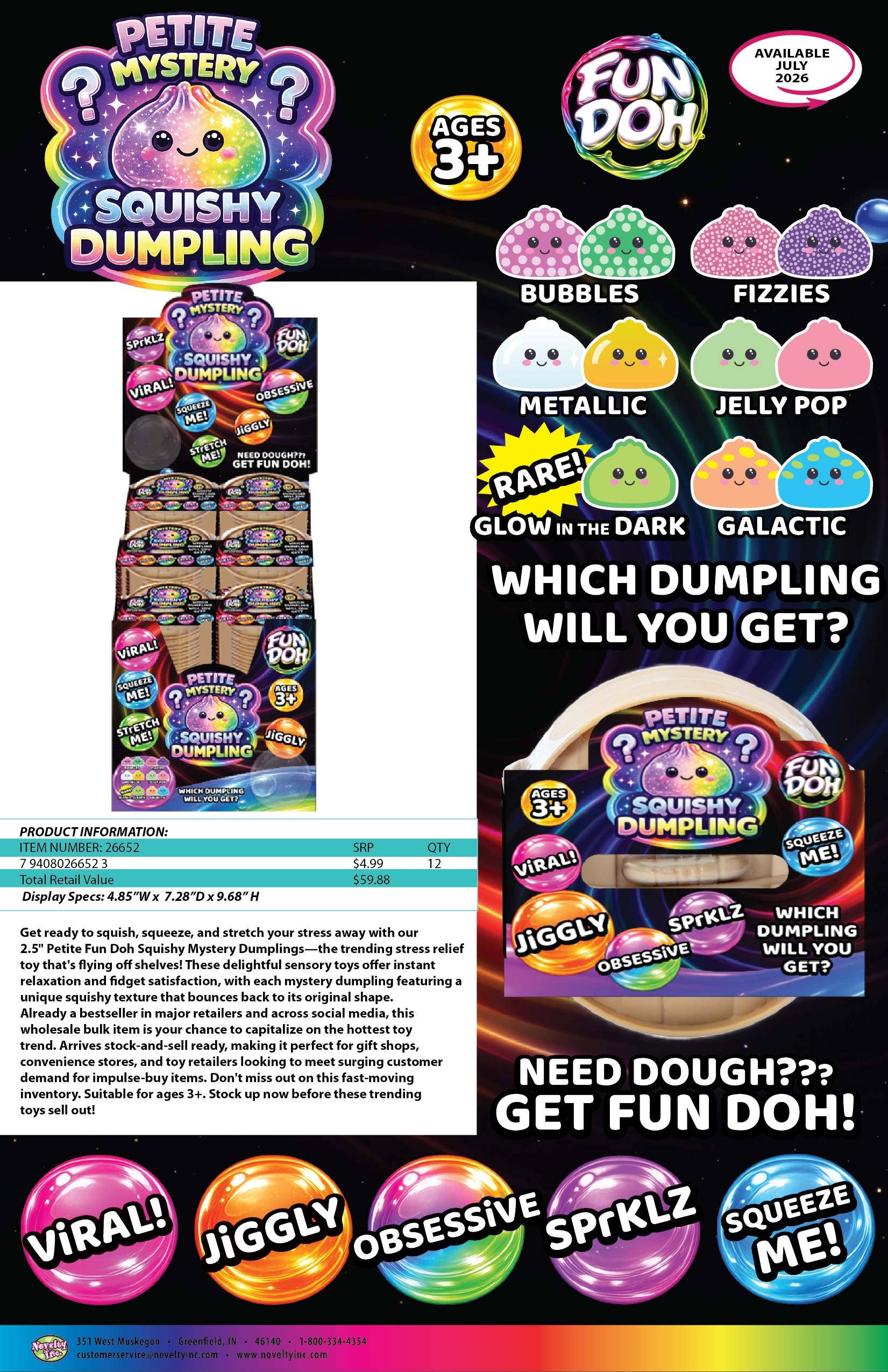 Novelty Brands - Fun Doh Petite 2.5-Inch Mystery Dumpling Squishy Toy