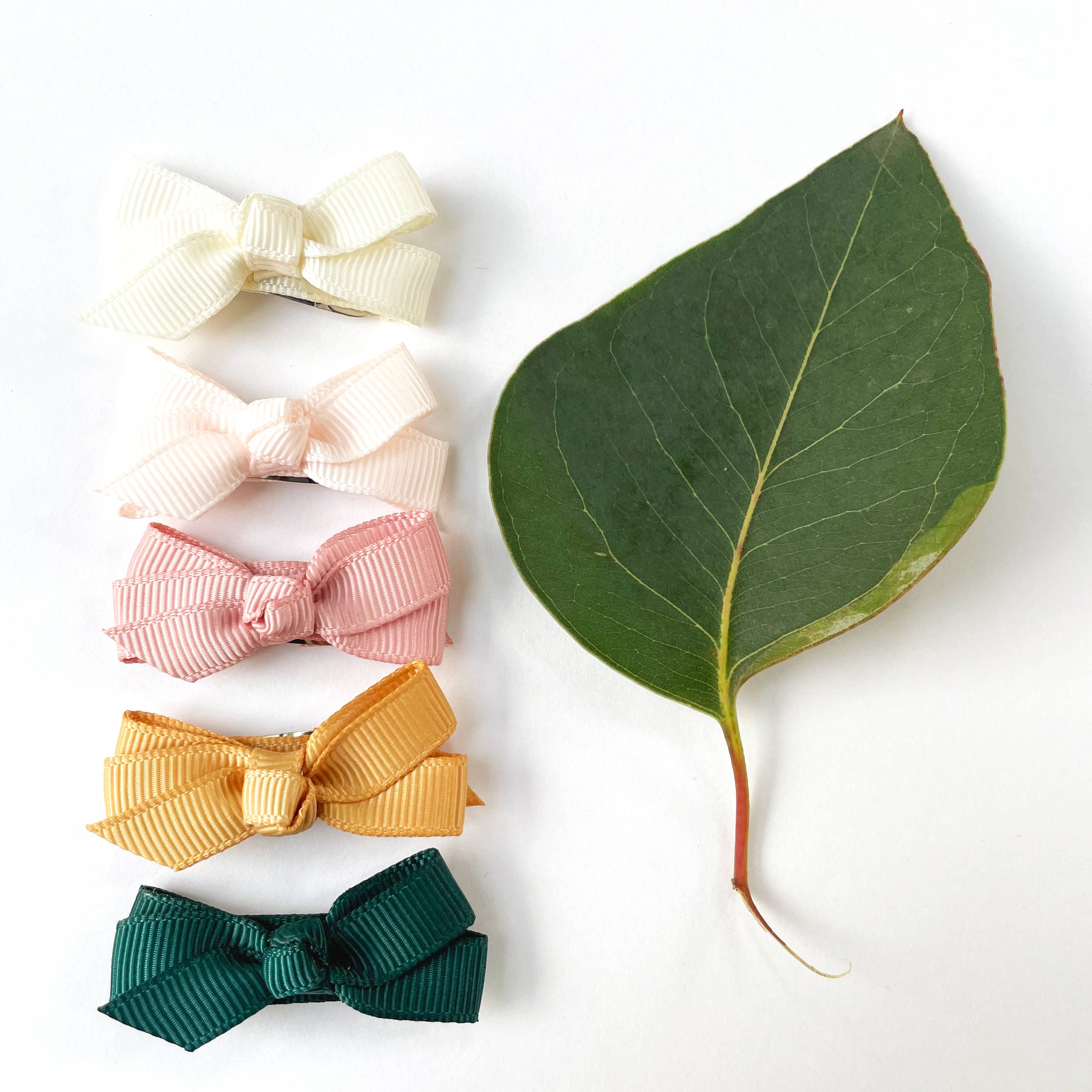 Baby Wisp - 5 Chelsea Boutique Grosgrain Bows on Snap Clips - Enchanted