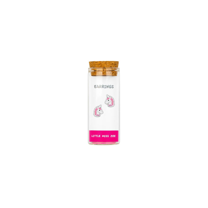 Little Miss Zoe - Stud Kids Earrings in a Bottle: Colorful Smiley Pink